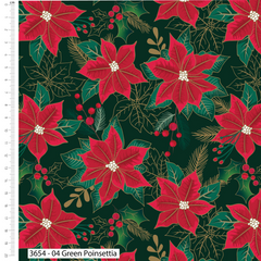 Craft Cotton Co. Holly & Poinsettia 100% Cotton 45x55cm Wide 5Pcs Christmas Fat Quarters for Sewing, Quilting, Dressmaking, Patchwork