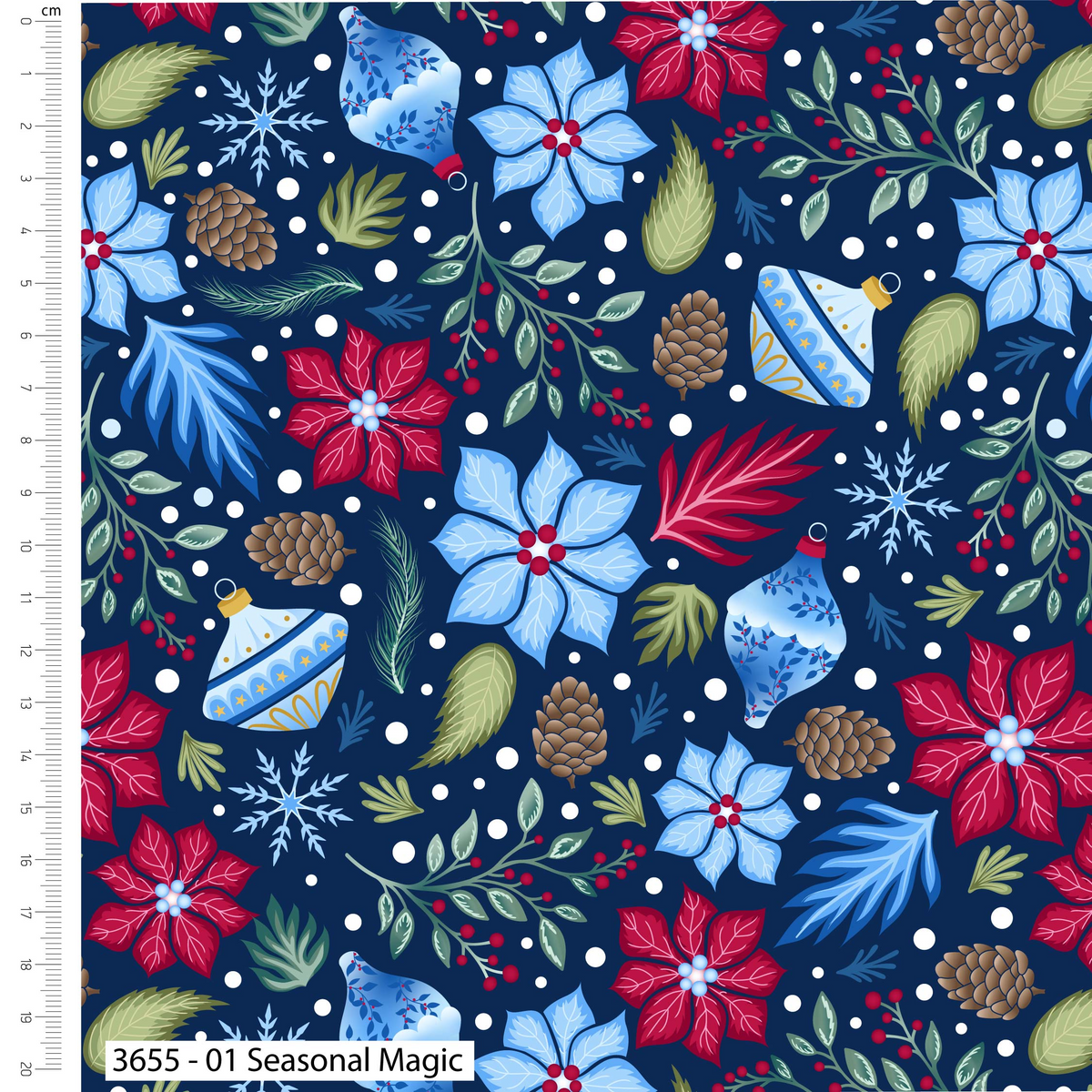 Craft Cotton Co. Jewelled Christmas 100% Cotton 112cm Wide Christmas Printed Fabric for Sewing, Quilting, Dressmaking, Patchwork