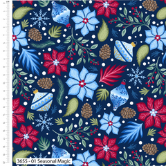 Craft Cotton Co. Jewelled Christmas 100% Cotton 45x55cm Wide 5Pcs Christmas Fat Quarters for Sewing, Quilting, Dressmaking, Patchwork