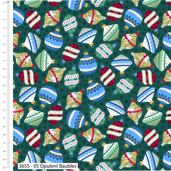 The Craft Cotton Co. Loose Fabric Jewelled Christmas by The Craft Cotton Co. 100% Cotton 112cm Wide Christmas Printed Fabric