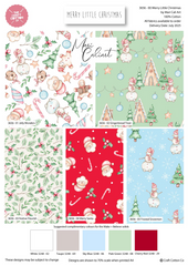 Merry Little Christmas by Mari Cali Art 100% Cotton 45x55cm Wide 5Pcs Christmas Fat Quarter for Sewing, Quilting, Dressmaking, Patchwork