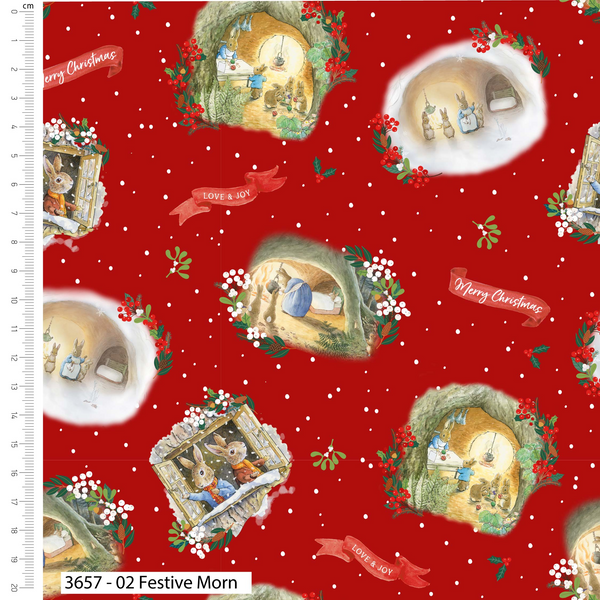 Christmas Orchard – Peter Rabbit 100% Cotton 112cm Wide Christmas Digitally Printed Fabric