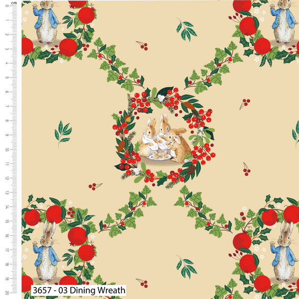 Christmas Orchard – Peter Rabbit 100% Cotton 112cm Wide Christmas Digitally Printed Fabric