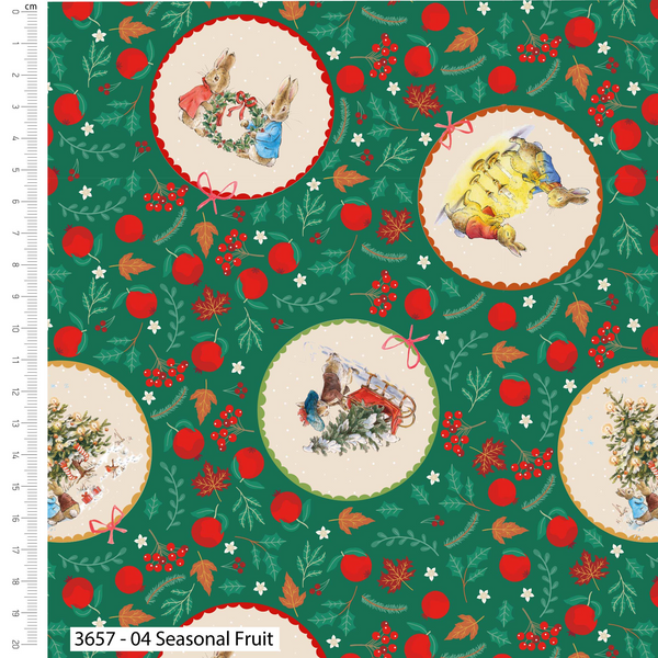 Christmas Orchard – Peter Rabbit 100% Cotton 112cm Wide Christmas Digitally Printed Fabric