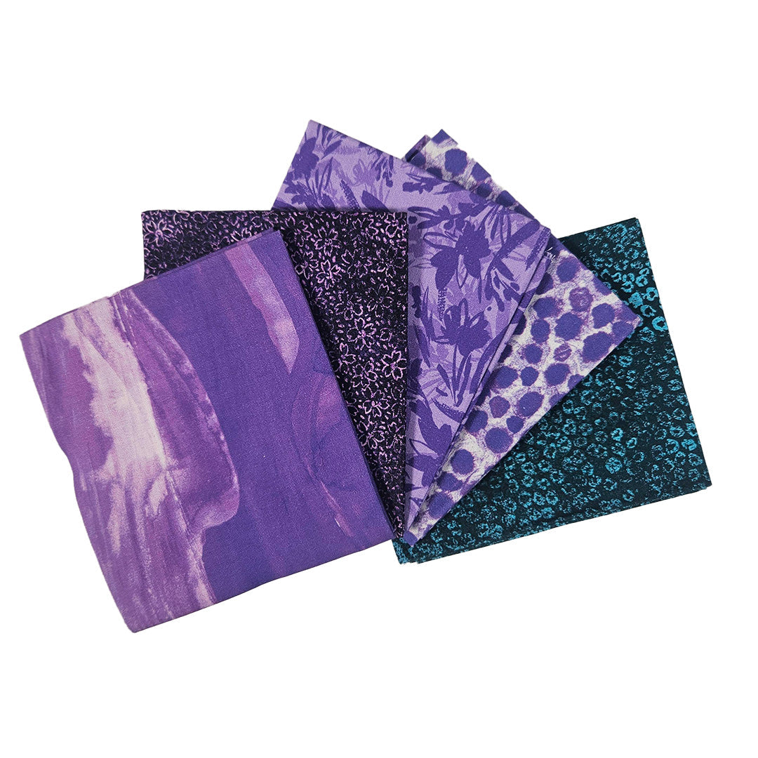 The Craft Cotton Co. Fat Quarter Bundle Craft Cotton Co. 100% Cotton Teal/Purple Bundle Fabric Fat Quarter Bundle 45x55cm Wide Digital Bundle for Crafting, Sewing, Quilting, Home Decor-(3685)