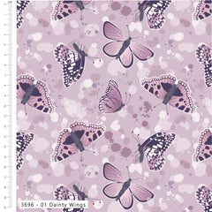 CraftsFabrics Moonlit Flutter Cotton Fat Quarter Bundle – 5 Piece Butterfly Print Quilting Fabric Pack