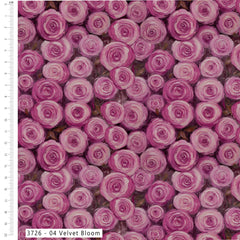 Pattern of pink roses with a ruler on the left side