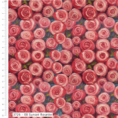 Pattern of pink roses with a ruler on the side