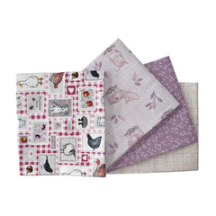 Blackbird Farm by Susan Wheeler 100% Cotton 4Pcs Fat Quarters Fabric Bundle