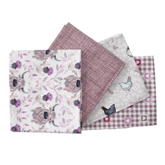 Blackbird Farm by Susan Wheeler 100% Cotton 4Pcs Fat Quarters Fabric Bundle