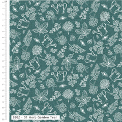 Herb Garden by Susan Wheeler 100% Cotton 4Pcs Fat Quarters Fabric Bundle
