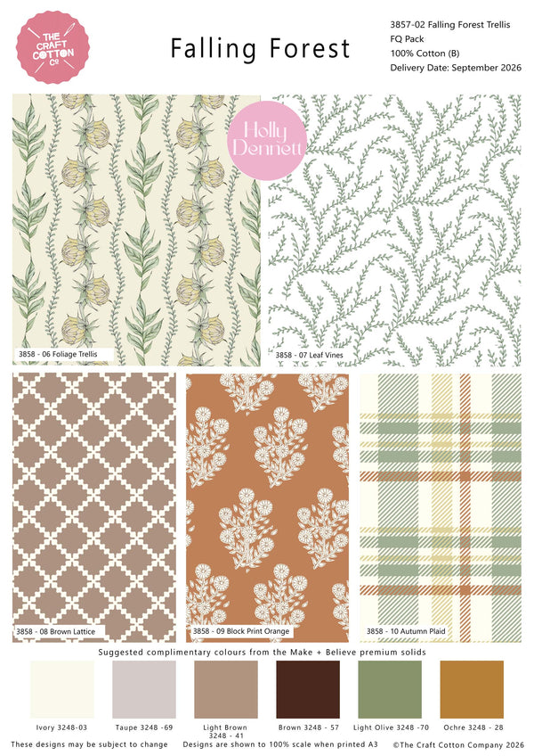 Falling Forest Trellis 100% Cotton 5Pcs Fat Quarter Bundle