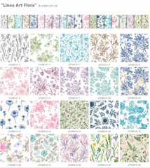 CraftsFabrics 42pcs Floral Prints Porcelain Prints 5" X 5" Charm Packs DIY Cotton Fabric For Sewing Crafting Patchwork