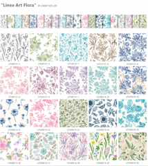 CraftsFabrics 40pcs Floral Prints Porcelain Prints 5" X 5" Charm Packs DIY Cotton Fabric For Sewing Crafting Patchwork - Artistic Flora