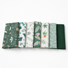 CraftsFabrics 7pcs/lot Green Series Woodland Forest Cotton Fabric Squares