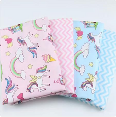 CraftsFabrics 5pcs Unicorn Rainbow Castle Cloud Prints Cotton Fat Quarter 50x40cm Wide Patchwork Quilting Sewing Cushion Patchwork Fabric