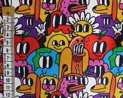Little Johnny Multicolored Cartoon Characters 100% Cotton 150cm Wide Digitally Printed Fabric for Crafting, Sewing, Patchwork, Dressmaking