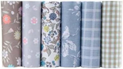 CraftsFabrics 6pcs/Lot 40x50cm Floral & Gingham Fat Quarters Twill Printed 100% Cotton Precut Fabric For Quilting, Scrapbooking, Patchwork