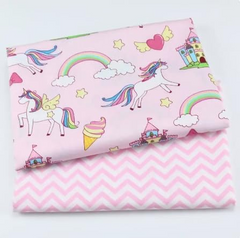 CraftsFabrics 5pcs Unicorn Rainbow Castle Cloud Prints Cotton Fat Quarter 50x40cm Wide Patchwork Quilting Sewing Cushion Patchwork Fabric