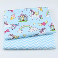 CraftsFabrics 5pcs Unicorn Rainbow Castle Cloud Prints Cotton Fat Quarter 50x40cm Wide Patchwork Quilting Sewing Cushion Patchwork Fabric