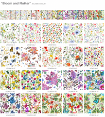 CraftsFabrics 42pcs Floral Prints Porcelain Prints 5" X 5" Charm Packs DIY Cotton Fabric For Sewing Crafting Patchwork