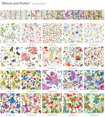 CraftsFabrics 40pcs Floral Prints Porcelain Prints 5" X 5" Charm Packs DIY Cotton Fabric For Sewing Crafting Patchwork - Linea Art Flora
