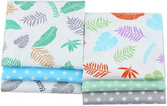 CraftsFabrics 6pcs/Lot 40x50cm Tropical Leaves & Stars Fat Quarters Twill Printed 100% Cotton Precut Fabric For Quilting, Scrapbooking, Patchwork
