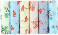 CraftsFabrics 6pcs/Lot 40x50cm Tropical Flamingo Fat Quarters Twill Printed 100% Cotton Precut Fabric For Quilting, Scrapbooking, Patchwork