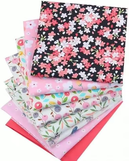 CraftsFabrics Lot de 8 carrés de coton à imprimé floral 40 x 50 cm (pour le quilting, le scrapbooking, la couture, les loisirs créatifs, le bricolage et le collage)