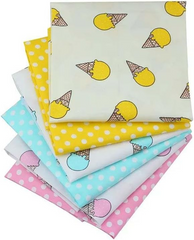 CraftsFabrics 6pcs/Lot 40x50cm Ice Cream & Polka Dot Fat Quarters Twill Printed 100% Cotton Precut Fabric For Quilting, Scrapbooking, Patchwork