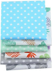 CraftsFabrics 6pcs/Lot 40x50cm Tropical Leaves & Stars Fat Quarters Twill Printed 100% Cotton Precut Fabric For Quilting, Scrapbooking, Patchwork