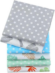 CraftsFabrics 6pcs/Lot 40x50cm Tropical Leaves & Stars Fat Quarters Twill Printed 100% Cotton Precut Fabric For Quilting, Scrapbooking, Patchwork