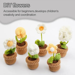 CraftsFabrics Crochet Kit for Beginners Adults Potted Flower DIY Crochet Set Crochet Starter Kit