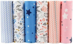 CraftsFabrics 6pcs/Lot 40x50cm Flower & Zig Zag Fat Quarters Twill Printed 100% Cotton Precut Fabric For Quilting, Scrapbooking, Patchwork