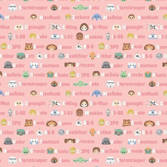 Star Wars Alphabet Tonal Kawaii Characters Kawaii Duo Tokens Imperial Quotes 100% Cotton 45x55cm Wide 5Pcs Fat Quarter Bundle for Crafting