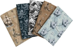Make + Believe Sail Across the Sea 100% Cotton 45x55cm Wide Fat Quarters Bundle for Quilting, Dressmaking, Patchwork