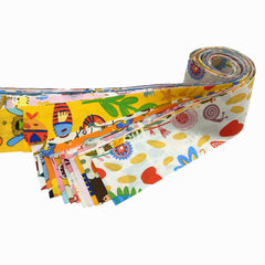 CraftsFabrics 36pcs Pre-Cut Cartoon Animal & Floral Printed Jelly Rolls Strips 100% Cotton for Quilting, Sewing, Crafts, Patchwork