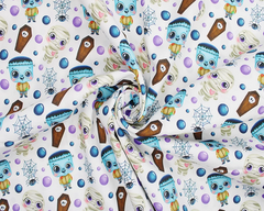 Little Johnny Cartoon Halloween White 100% Cotton 147cm Wide Digitally Printed Fabric for Crafting, Sewing, Patchwork, Dressmaking
