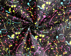 Little Johnny Splatters Black 100% Cotton 150cm Wide Digitally Printed Fabric Ideal for Crafting, Sewing, Patchwork, Dressmaking