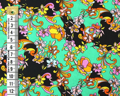 Little Johnny Swirling Floral Print 100% Cotton 150cm Wide Digitally Printed Fabric for Crafting, Sewing, Patchwork, Dressmaking