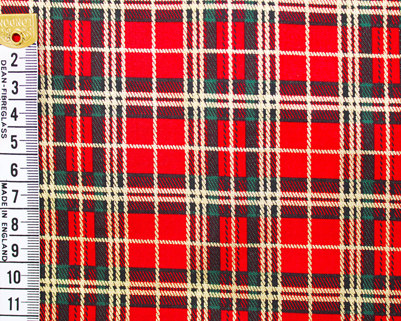 CraftsFabrics Printed Christmas Metallic Tartan Cotton Poplin