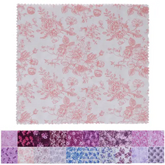 CraftsFabrics 42pcs Floral Prints Porcelain Prints 5" X 5" Charm Packs DIY Cotton Fabric For Sewing Crafting Patchwork