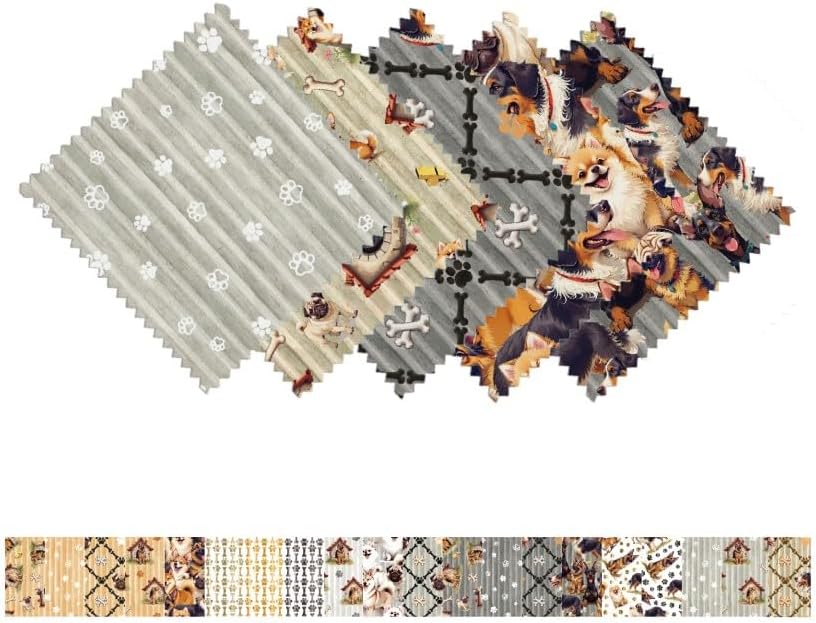 CraftsFabrics 2,5'' x 44'' Floral &amp; Checkered 42Pcs Charm Pack Tissu prédécoupé 100% coton pour quilting, scrapbooking, couture, patchwork