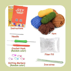 CraftsFabrics Crochet Kit for Beginners Adults Potted Flower DIY Crochet Set Crochet Starter Kit