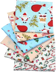 CraftsFabrics 6pcs/Lot 40x50cm Santa Claus Christmas Children's Nursery Fat Quarters Twill Printed 100% Cotton for Quilting, Scrapbooking, Patchwork