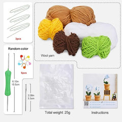 CraftsFabrics Crochet Kit for Beginners Adults Potted Flower DIY Crochet Set Crochet Starter Kit