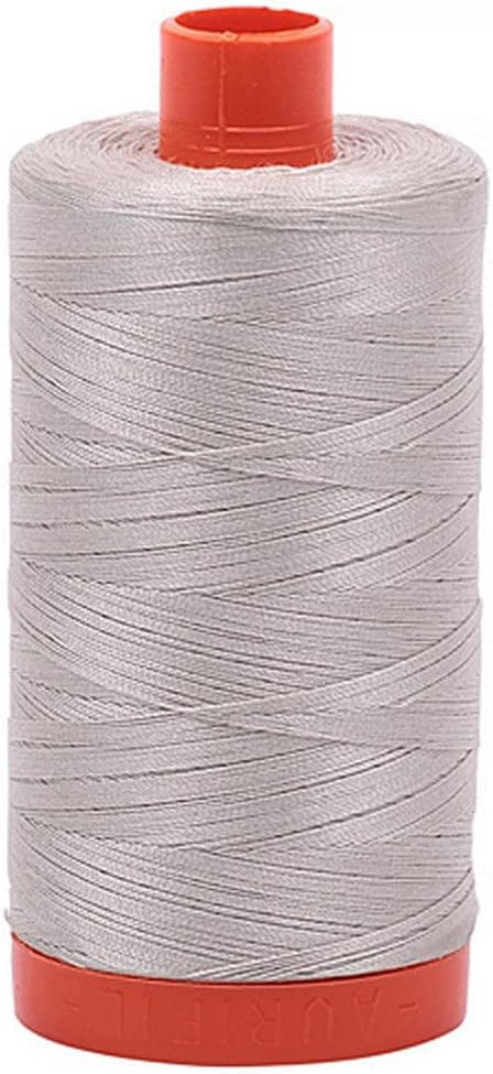 Aurifil Mako Cotton Thread Solid 50WT Cotton Single Spool 1422 yd Ideal for Machine Embroidery, Quilting and Sewing - Moon Dust