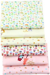 CraftsFabrics 6pcs/Lot 40x50cm Cartoon Animals Fat Quarters Twill Printed 100% Cotton Precut Fabric For Quilting, Scrapbooking, Patchwork