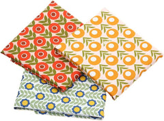 CraftsFabrics 7-teiliges Wildflower Wonders-Stoff im Retro-Stil der 70er, Vintage-Stil, 100 % Baumwolle, 50 x 40 cm breit, Fat Quarter für Quilten, Scrapbooking, Patchwork
