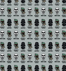 Star Wars Alphabet Tonal Kawaii Characters Kawaii Duo Tokens Imperial Quotes 100% Cotton 45x55cm Wide 5Pcs Fat Quarter Bundle for Crafting